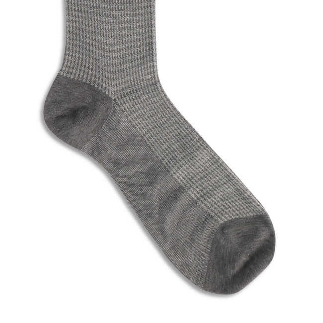 Plain Grey and Light Grey Plated Cotton Long Socks