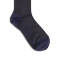 Plain Navy and Brown Plated Cotton Long Socks