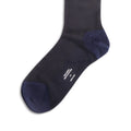 Plain Navy and Brown Plated Cotton Long Socks
