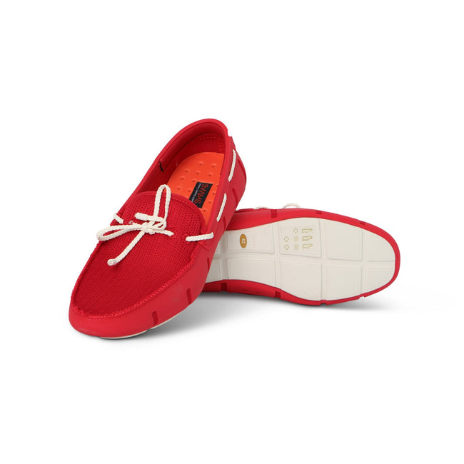 Braided Lace Loafers in Red Rubber