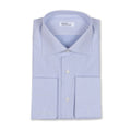 Checked Light Blue Double Cuff Shirt