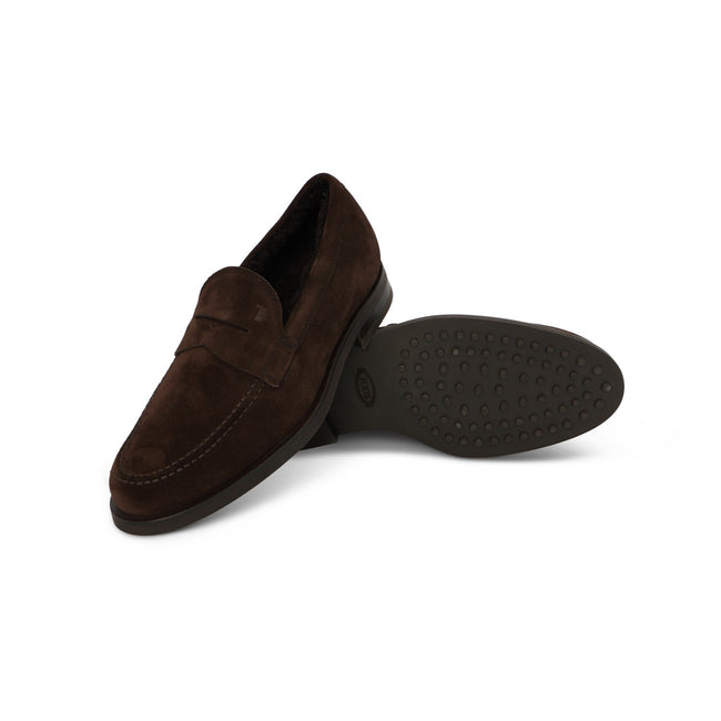 Sheep Lining Loafers in Brown Suede