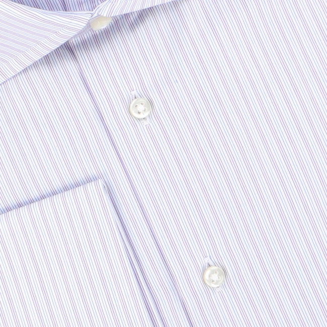 Striped White, Parma and Light Blue Double Cuff Shirt