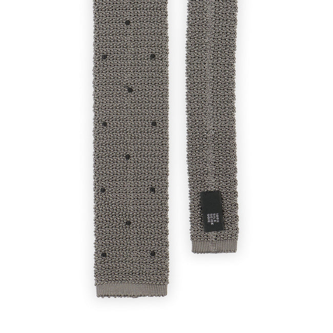 Tie - Knitted Silk With Embroidered Dots Square Cut