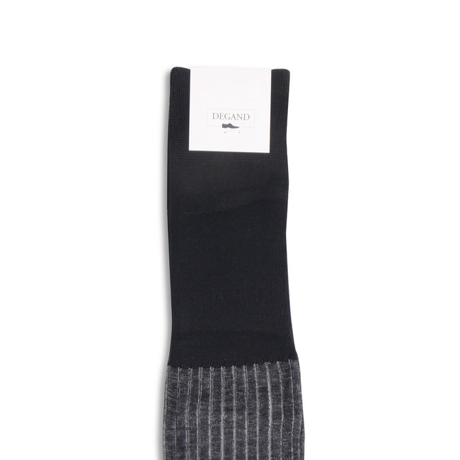 Plain Navy and White Plated Cotton Long Socks