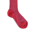 Plain Red and Light Blue Plated Cotton Long Socks
