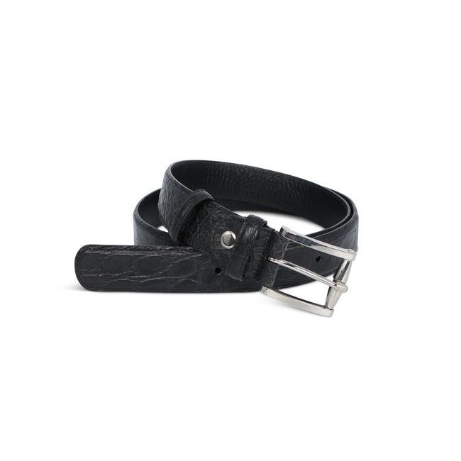 Black Crocodile Leather Belt