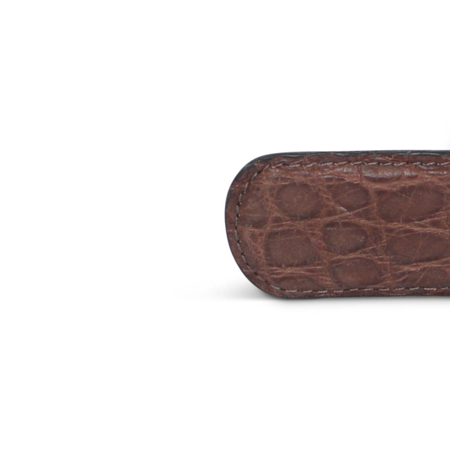 Chocolate Mat Crocodile Leather Belt