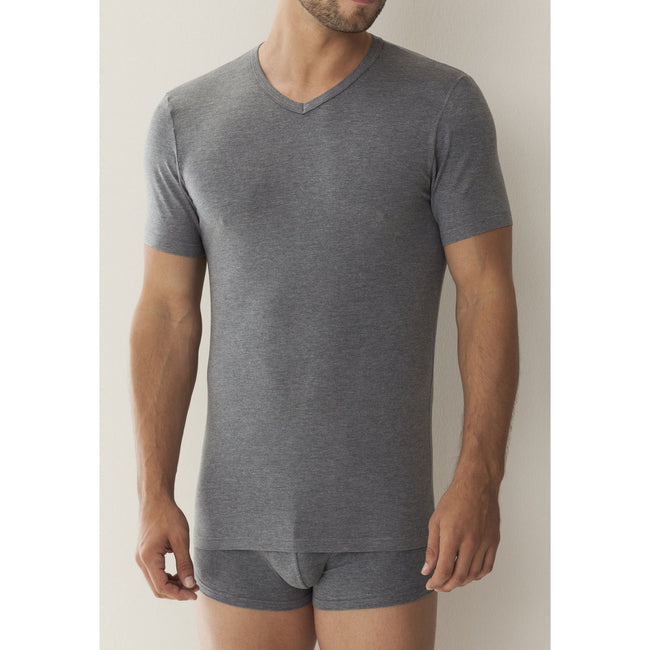 Plain Colour Micromodal V-Neck Short Sleeves T-Shirt