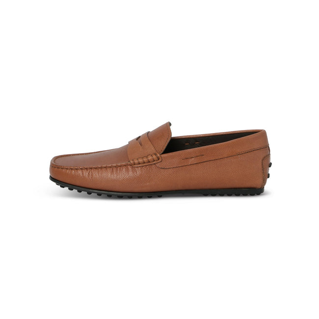 GOMMINO CITY Loafers in Brown Grained Leather