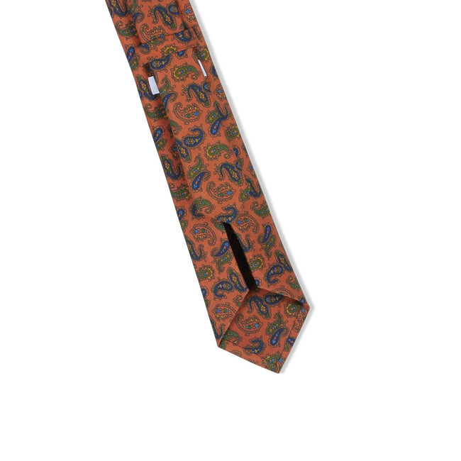 Sevenfold Paisley Orange Silk Tie - 9cm width