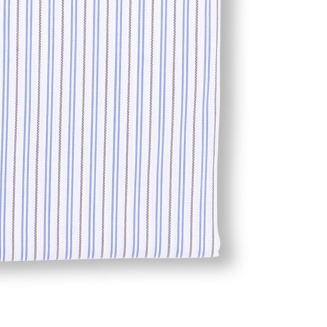 Striped White, Blue and Brown Slim Shirt