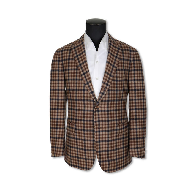Checked Brown and Navy Cashmere Jacket