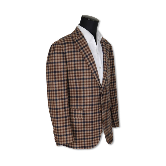 Checked Brown and Navy Cashmere Jacket