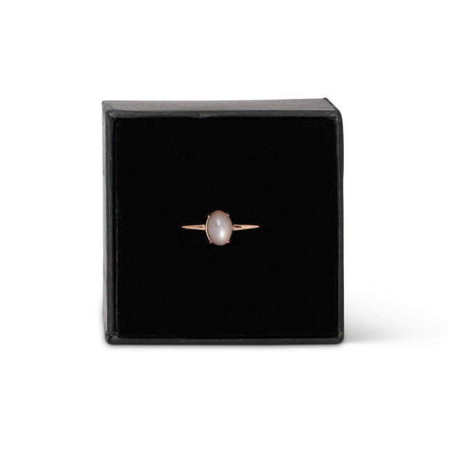 Ring - Grey Moonstone & Pink Gold Finished