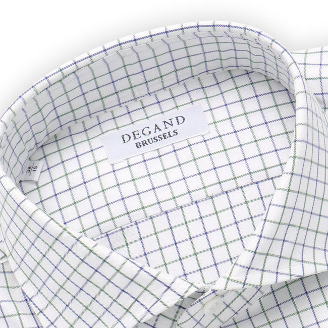 Shirt - Checkered Cotton Single Cuff Italian Collar