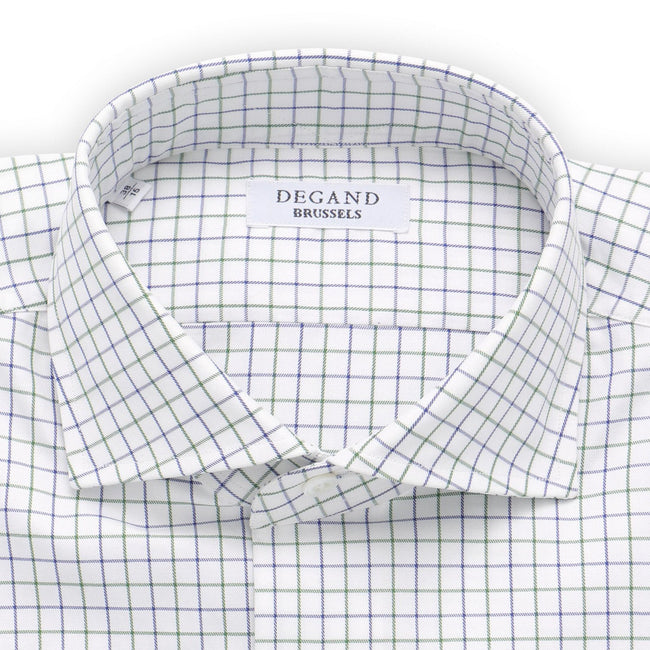 Shirt - Checkered Cotton Single Cuff Italian Collar