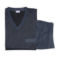 Pajamas - Geometric Pattern Cotton T-Shirt Long Sleeves V-Neck + Pants