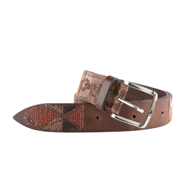 Brown Leather Embroidered Belt