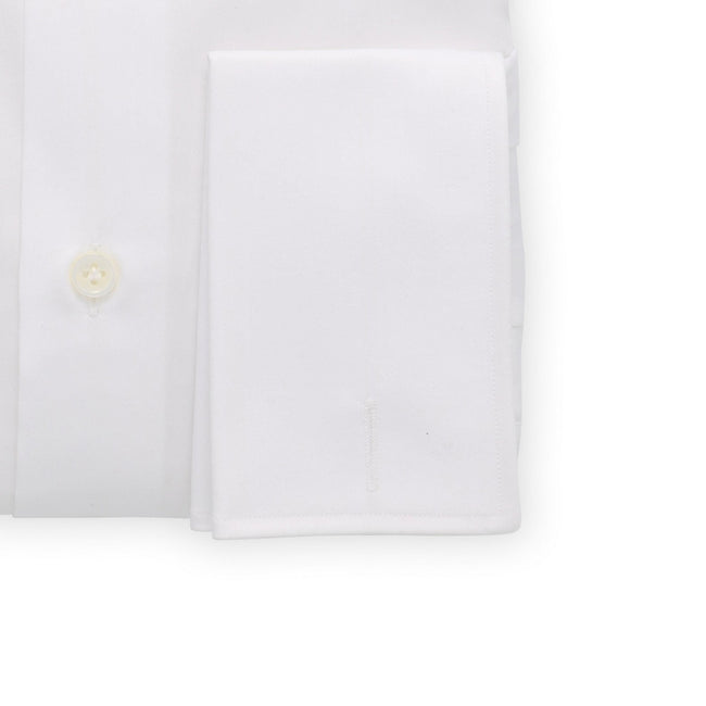 Shirt - Herringbone Cotton Double Cuff Italian Collar Neapolitan Shoulder