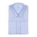 Plain Light Blue Linen Double Cuff Shirt