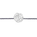 Thread Bracelet - LA ROSE Rhodium Silver & Paved With Diamonds Around the Rose