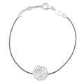 Thread Bracelet - LA ROSE Rhodium Silver & Paved With Diamonds Around the Rose