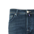 Medium Denim Jeans with Royal Blue and Turquoise Patch