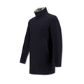 Navy Diagonal Wool Carcoat With Fur