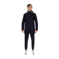 Navy Diagonal Wool Carcoat With Fur