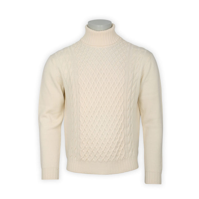 Cable Knit Sweater - Wool Turtleneck 
