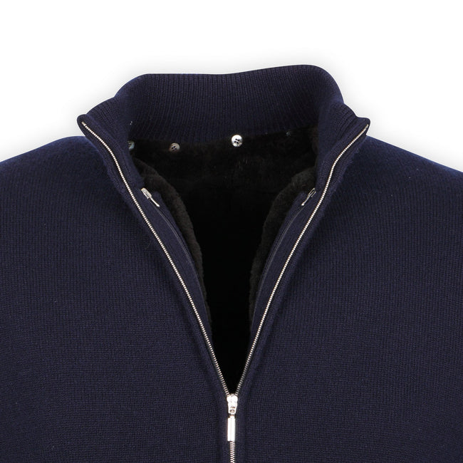 Cardigan - Cashmere With Removable Inner Fur-Lined Zipped