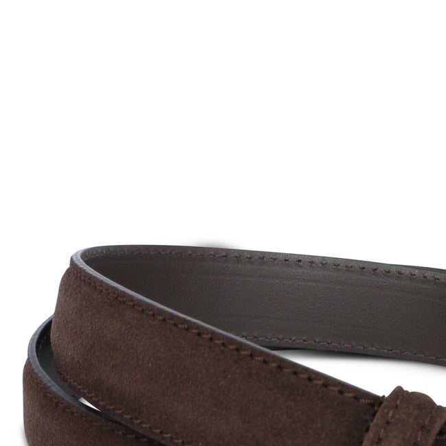 Dark Brown Nubuck Stitched Belt