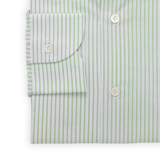 Shirt - Tricolor Striped Cotton Single Cuff Italian Collar