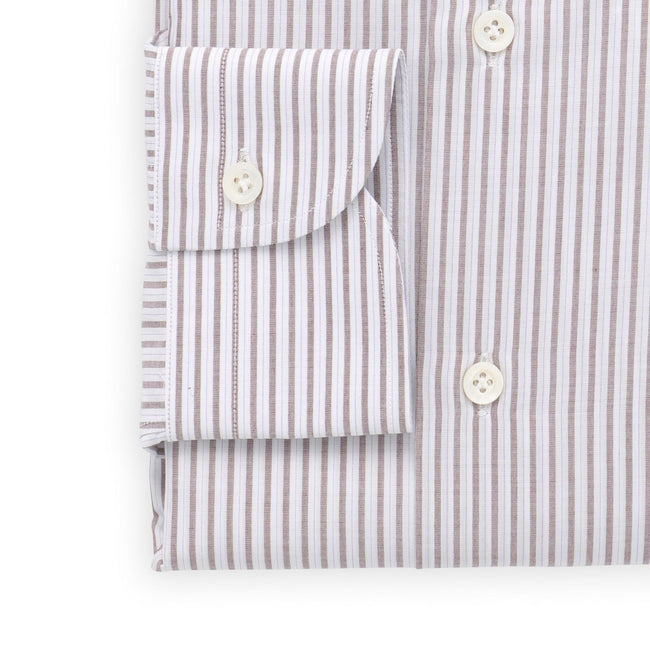 Shirt - Tricolor Striped Cotton Single Cuff Italian Collar