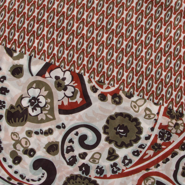 Brown, Khaki, Black And White Fantasy Patterns Modal And Cotton Scarf