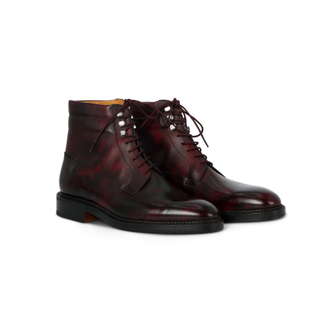 Boots - ALDER Museum & Caviar Calf Leather, Double Leather Soles Lace-Ups + Eyelets & Hooks