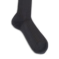 Plain Navy and Brown Blue Plated Cotton Long Socks