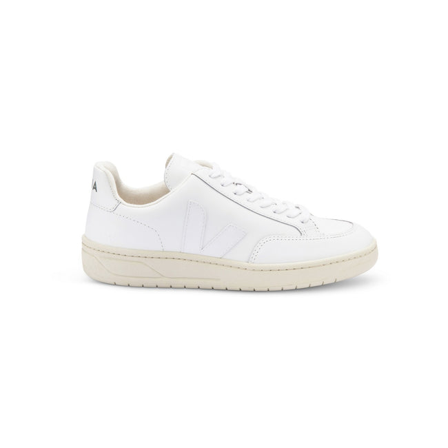 Sneakers - V-12 Extra White Leather & Rubber, Rice Waste Soles  + Lace-Ups